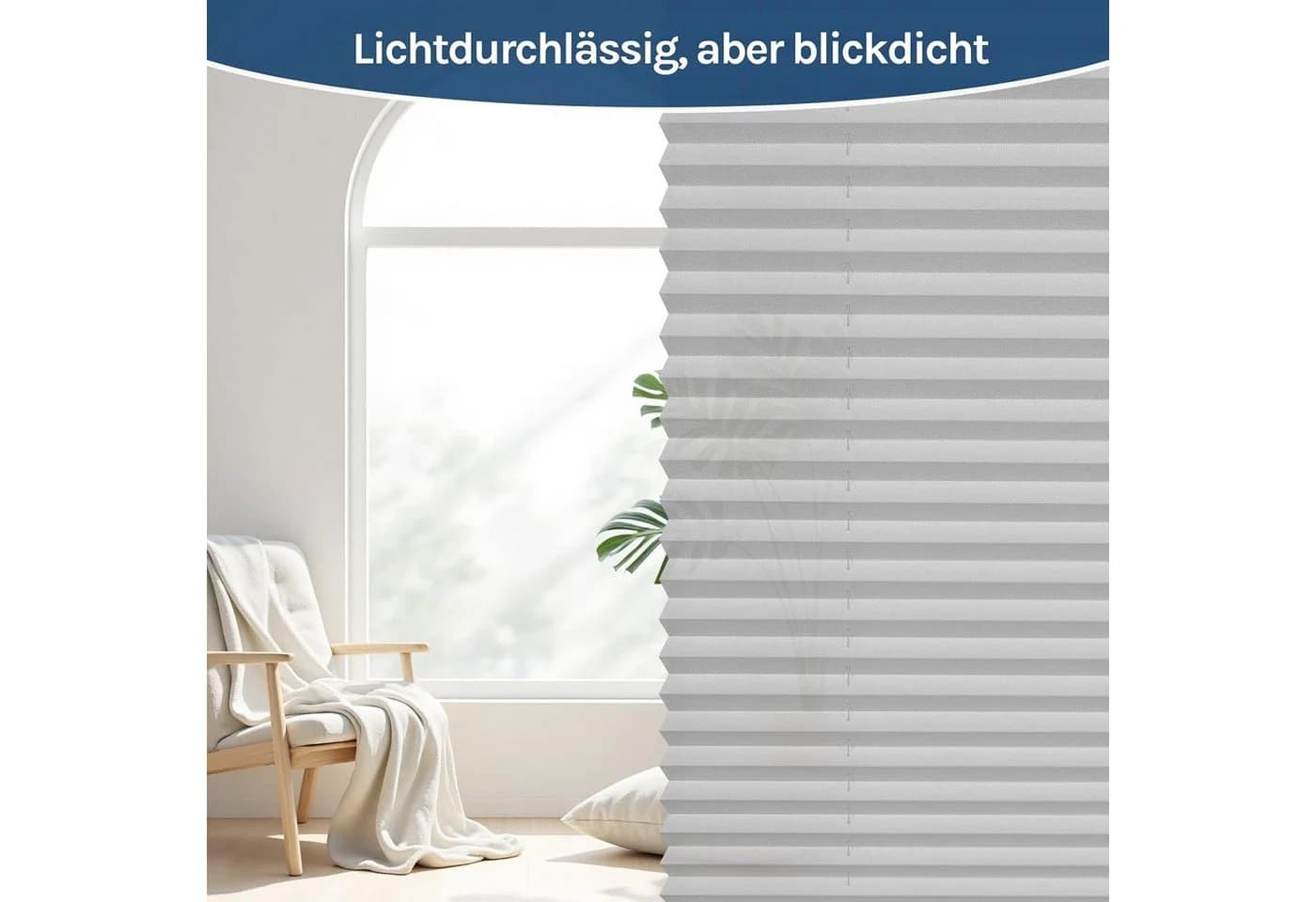 Woltu Plissee Grau Klemmfix Halbtransparent Sichtschutz - Bild 4