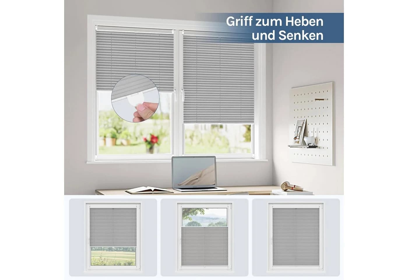 Woltu Plissee Grau Klemmfix Halbtransparent Sichtschutz - Bild 5