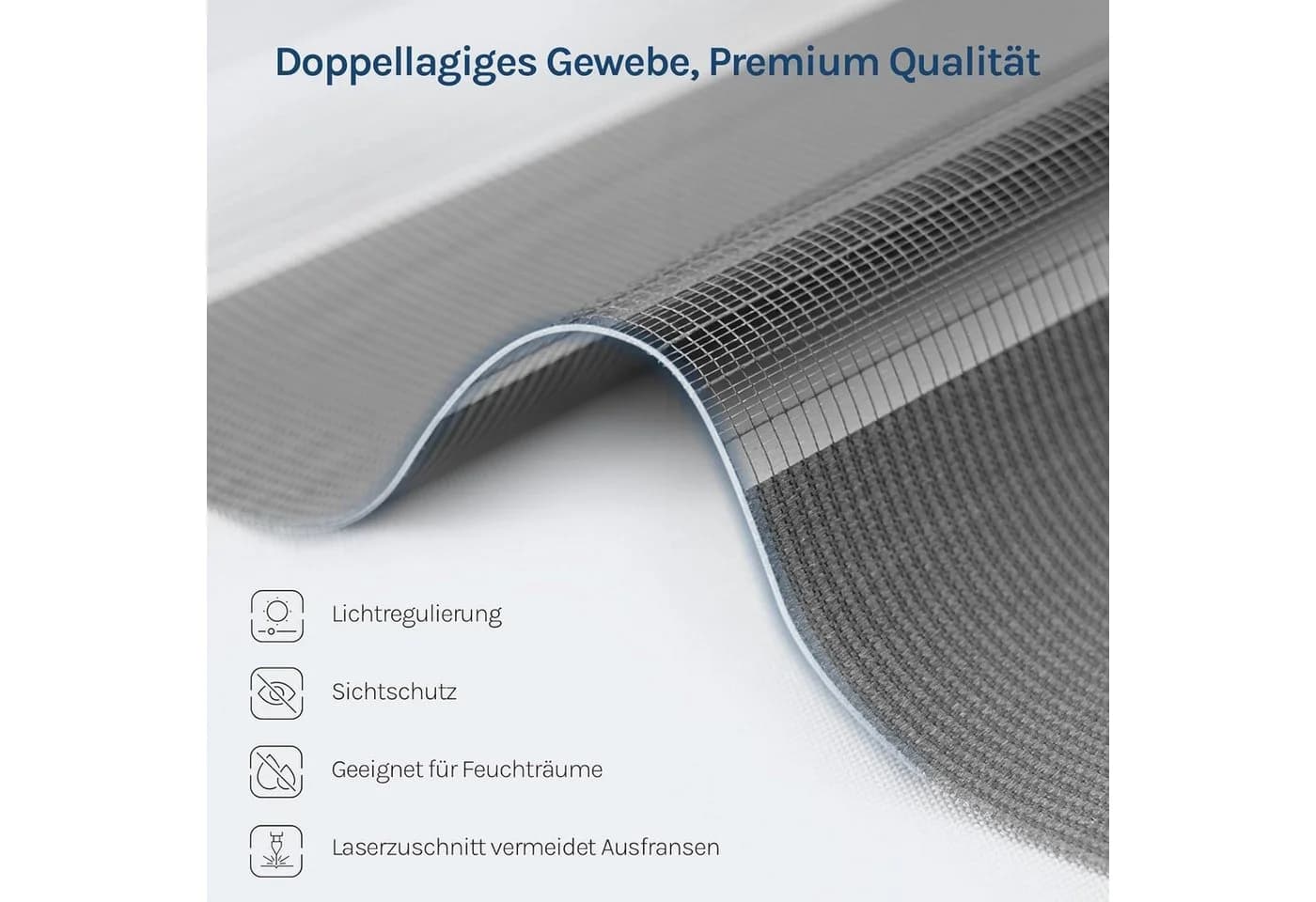 Woltu Doppelrollo Klemmfix Duo Rollo lichtdurchlässig verdunkelnd grau - Bild 5