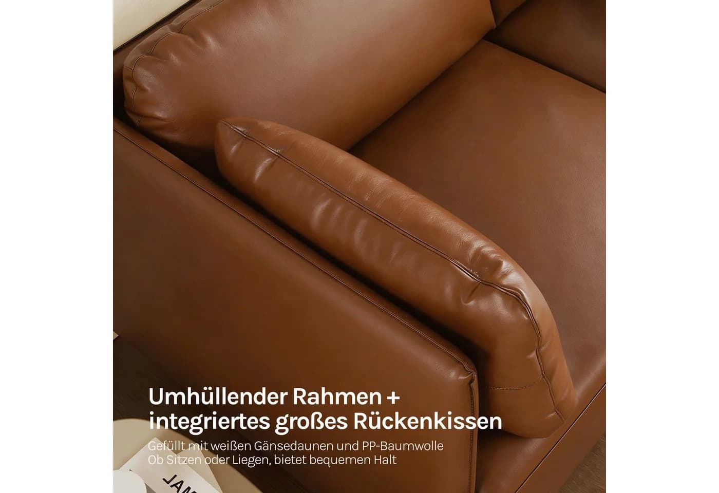 Woltu Sofa aus Leder im Bauhaus-Stil mit 18 cm hohen Füßen - Bild 5