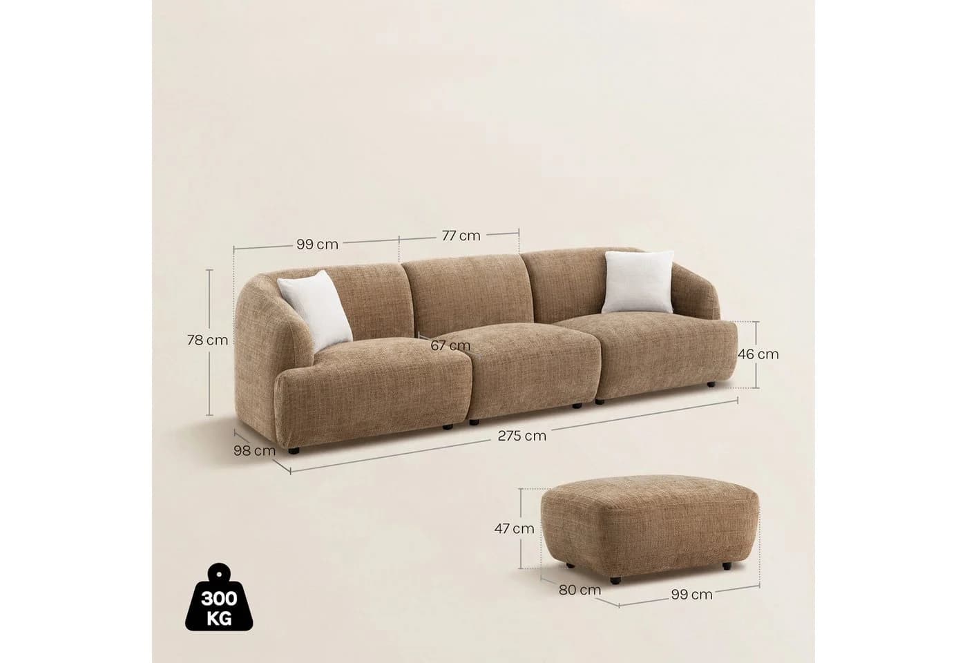 Woltu Modulares Sofa aus Chenille mit verstellbaren Füßen - Bild 3