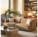 Woltu Modulares Sofa Chenille Schneeweiß/Haselnussbraun Bild 1
