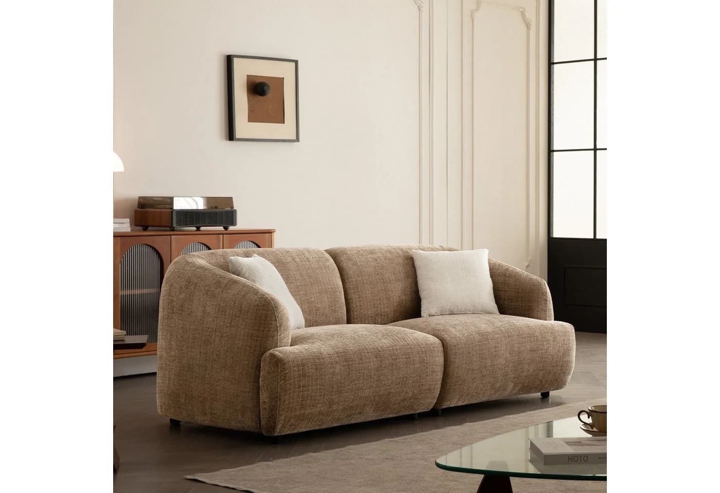 Woltu Modulares Sofa Chenille Schneeweiß/Haselnussbraun - Bild 2