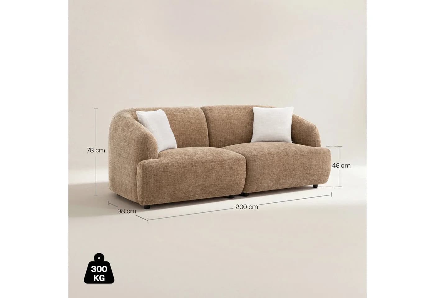 Woltu Modulares Sofa Chenille Schneeweiß/Haselnussbraun - Bild 3
