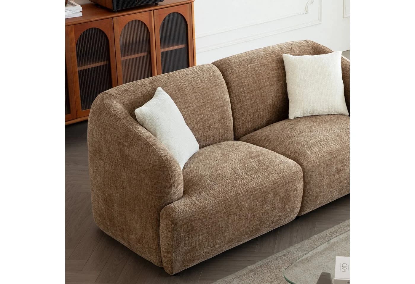 Woltu Modulares Sofa Chenille Schneeweiß/Haselnussbraun - Bild 4