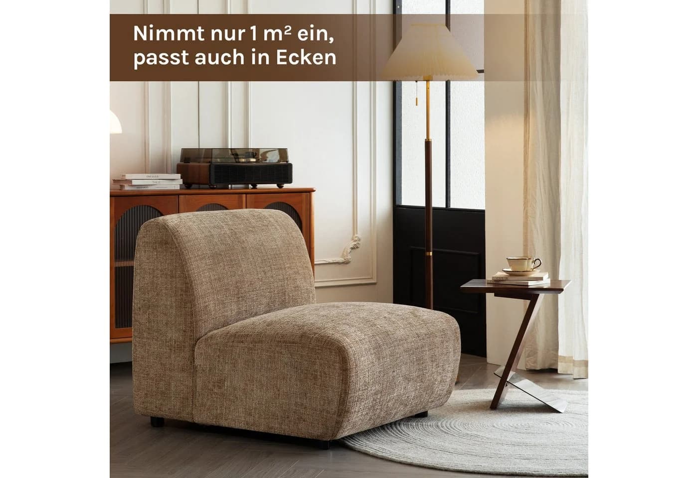 Woltu Modulares Sofa Chenille Schneeweiß/Haselnussbraun - Bild 5