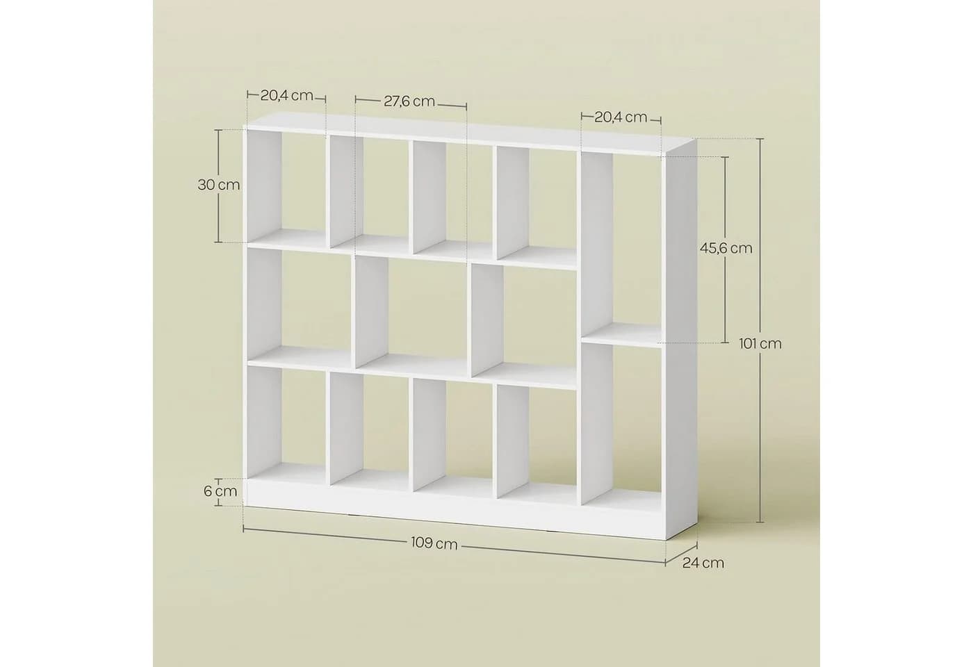Woltu Bücherregal 13 Fächer Weiß/Schwarz Holz - Bild 3