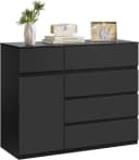 Woltu Kommode Modern 5 Schubladen Schwarz/Weiß Bild 2