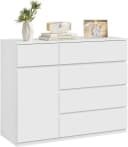 Woltu Kommode Modern Weiß 5 Schubladen 1 Schrank Bild 2