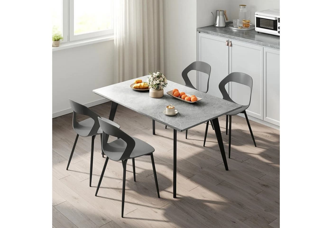 Woltu Esszimmerstuhl 4er Set Grau Modern