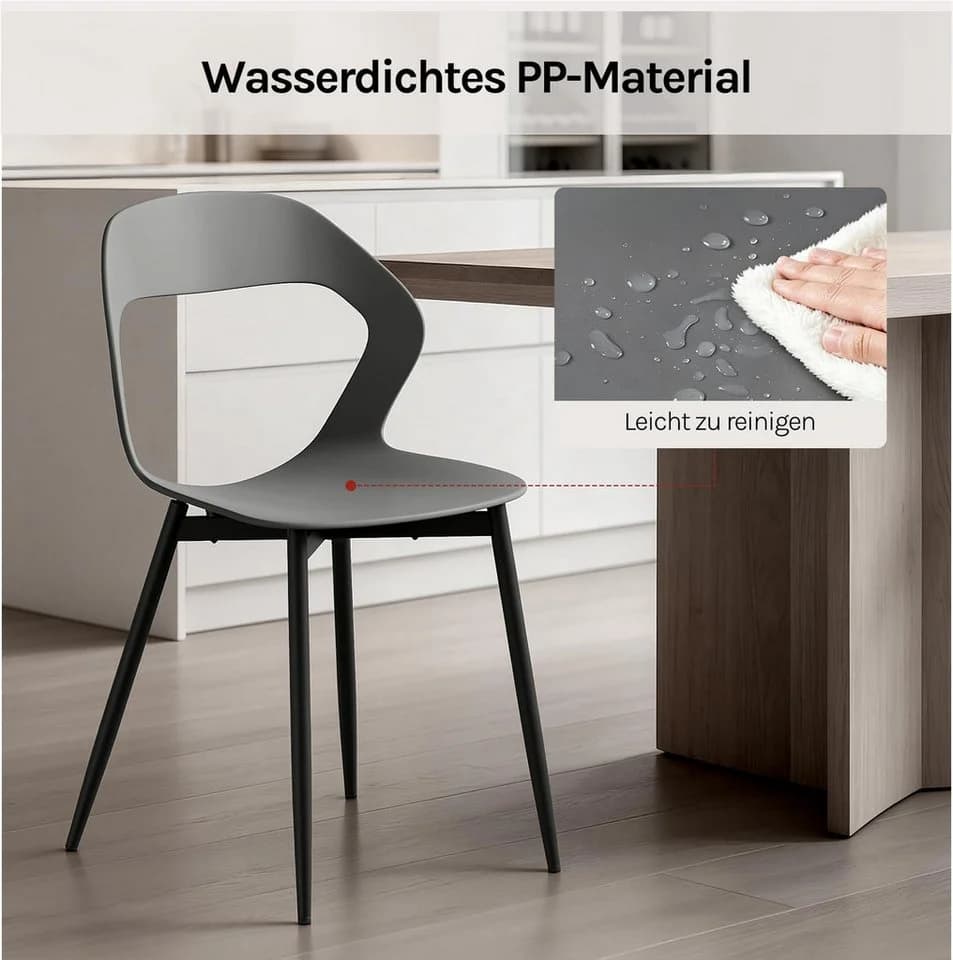 Woltu Esszimmerstuhl 4er Set Grau Modern - Bild 4