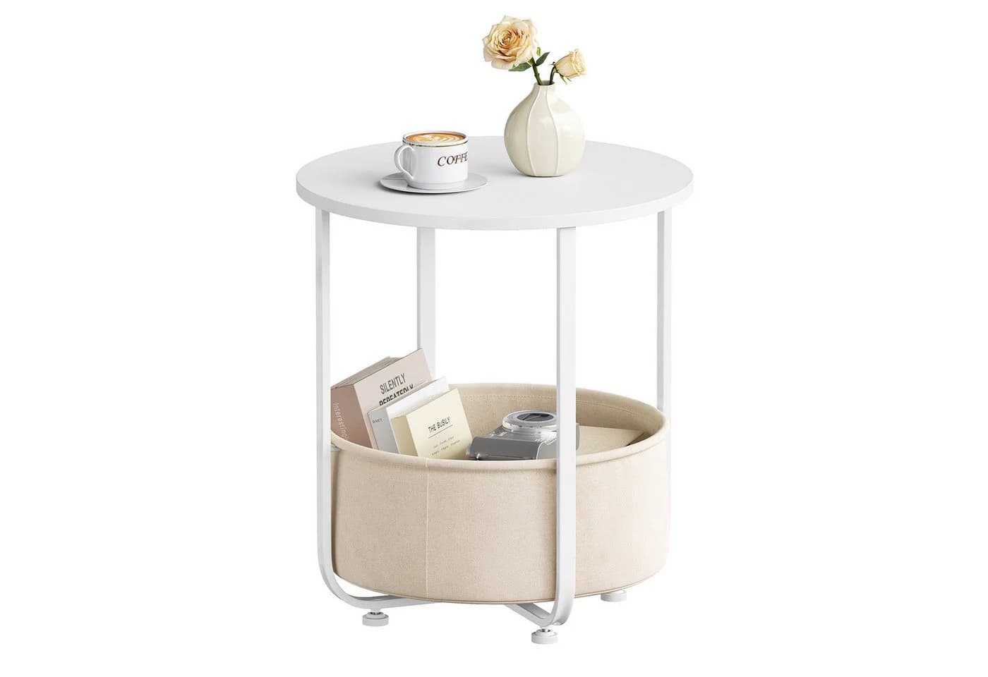 Woltu Beistelltisch Klein Mit Abnehmbarem Stoffkorb Für Wohnzimmer Schlafzimmer - Bild 2