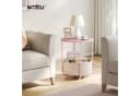Woltu Beistelltisch mit Stoffkorb Beige/Rosa Bild 1