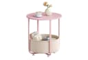 Woltu Beistelltisch mit Stoffkorb Beige/Rosa Bild 2