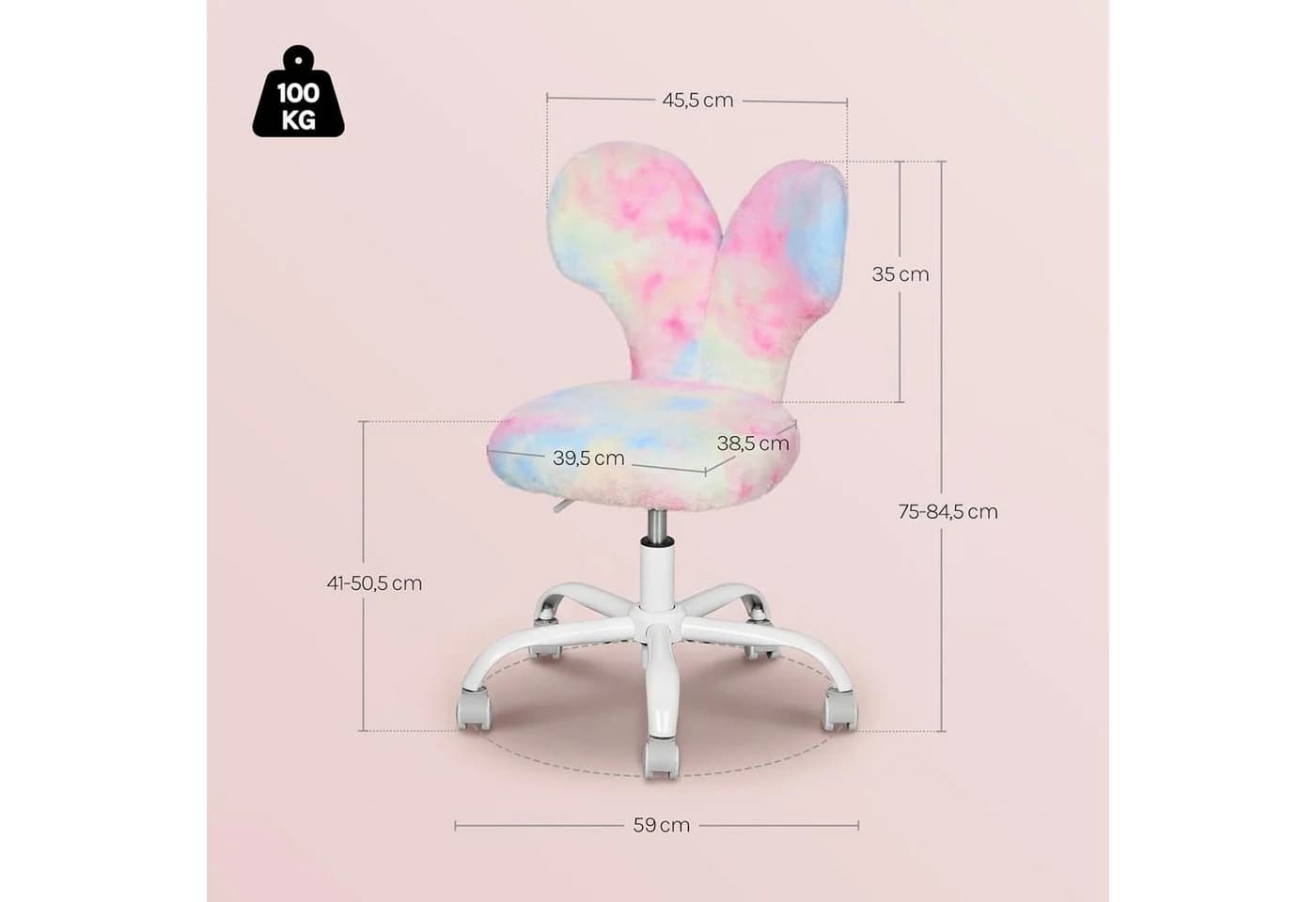 Woltu Kinderstuhl Hasenform Rosa 360° Drehfunktion - Bild 3