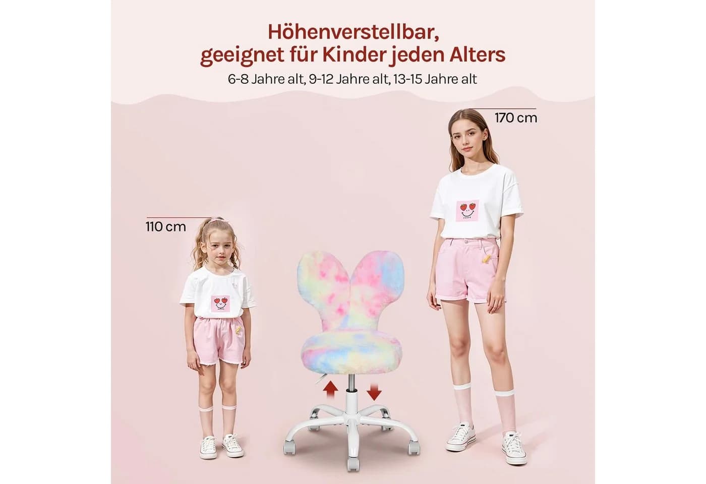 Woltu Kinderstuhl Hasenform Rosa 360° Drehfunktion - Bild 5