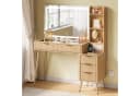 Woltu Schminktisch Modern mit LED-Spiegel und Steckdosenleiste Gelbe Holzoptik Bild 2