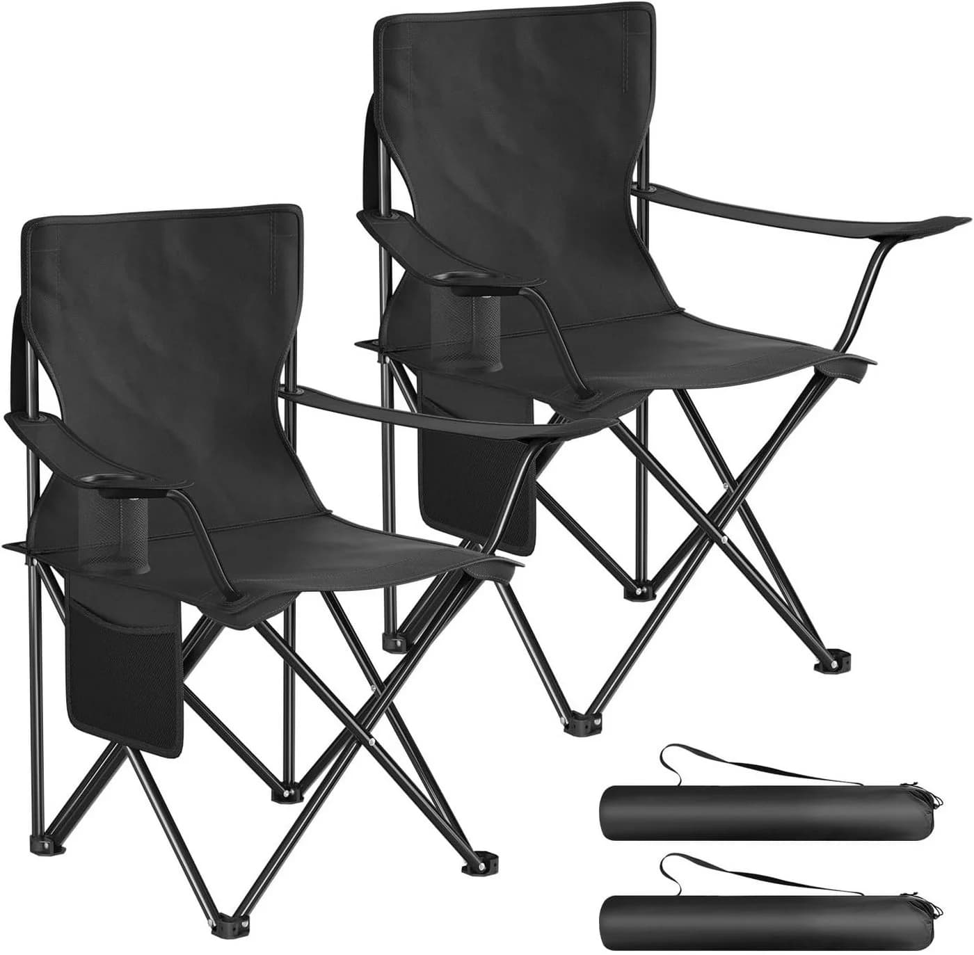 Woltu Campingstuhl 2er-Set Klappbar Schwarz Grau Blau - Bild 2