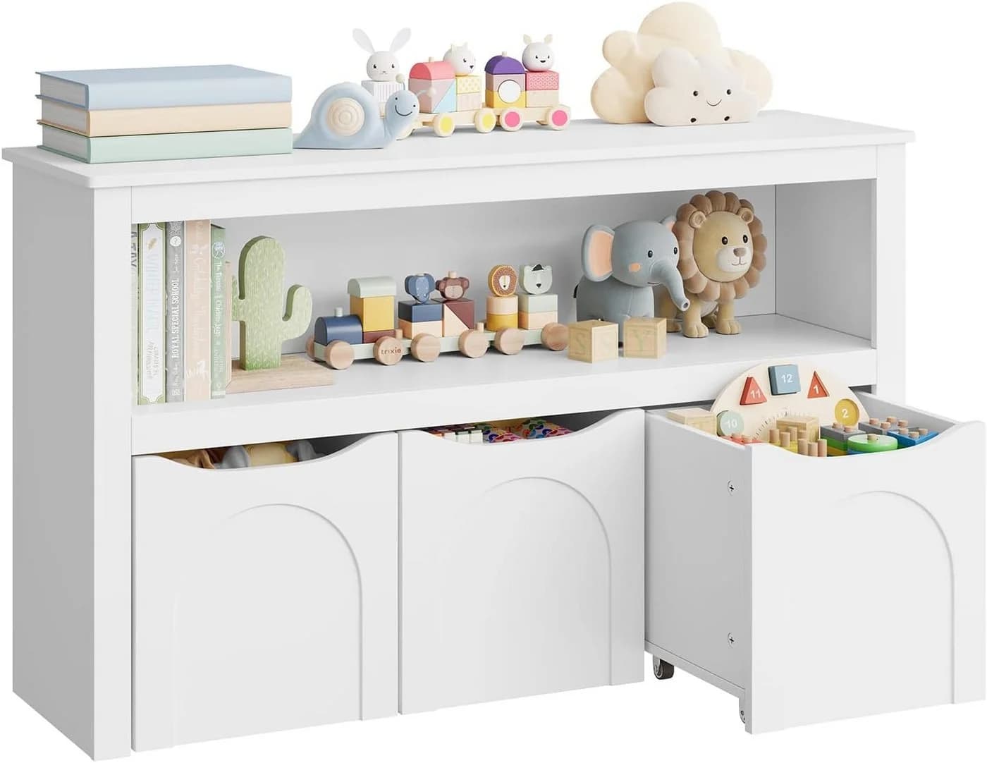 Woltu Kinderregal mit 3 Schubladen und Rollen Weiß - Bild 2