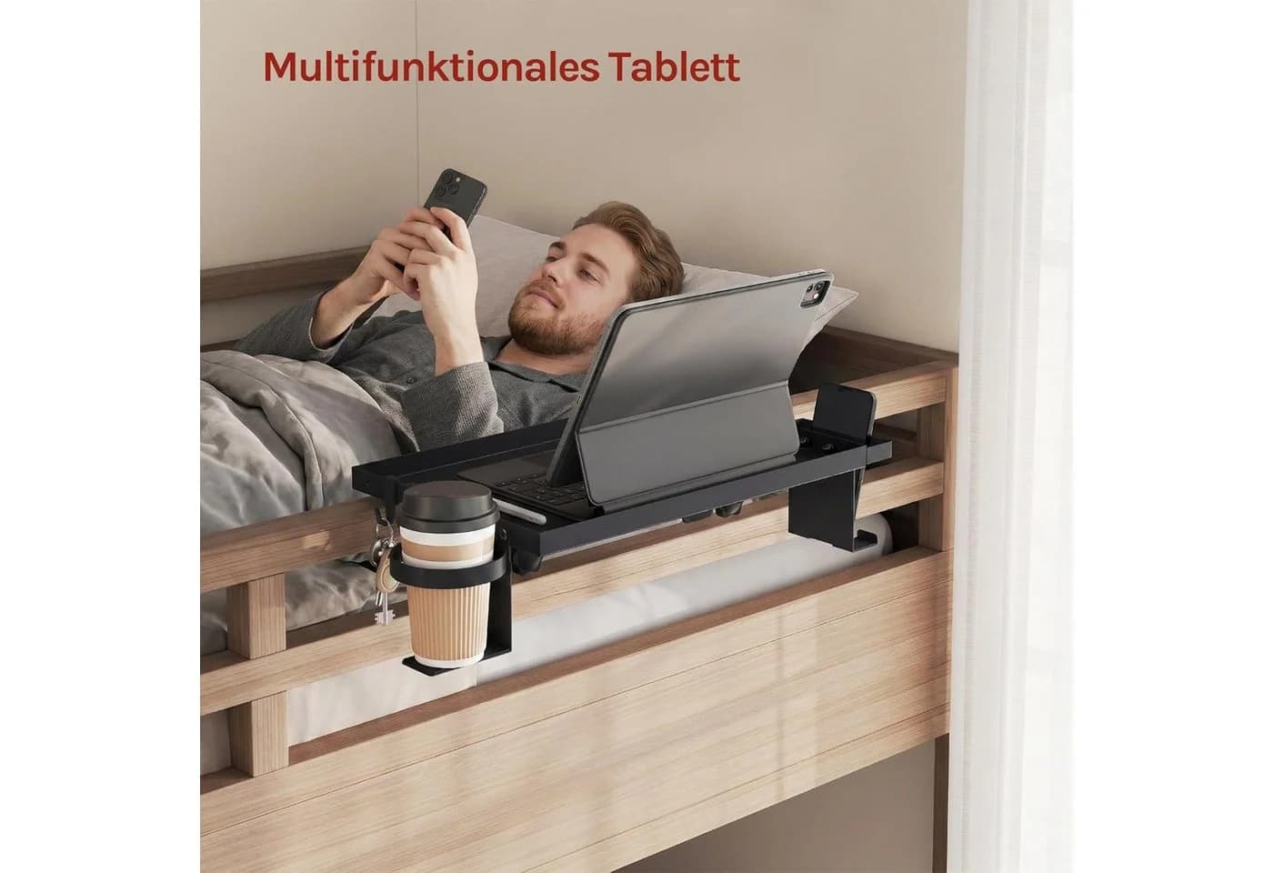 Woltu Nachttisch zum Einhängen Schwarz PS-Platte - Bild 3