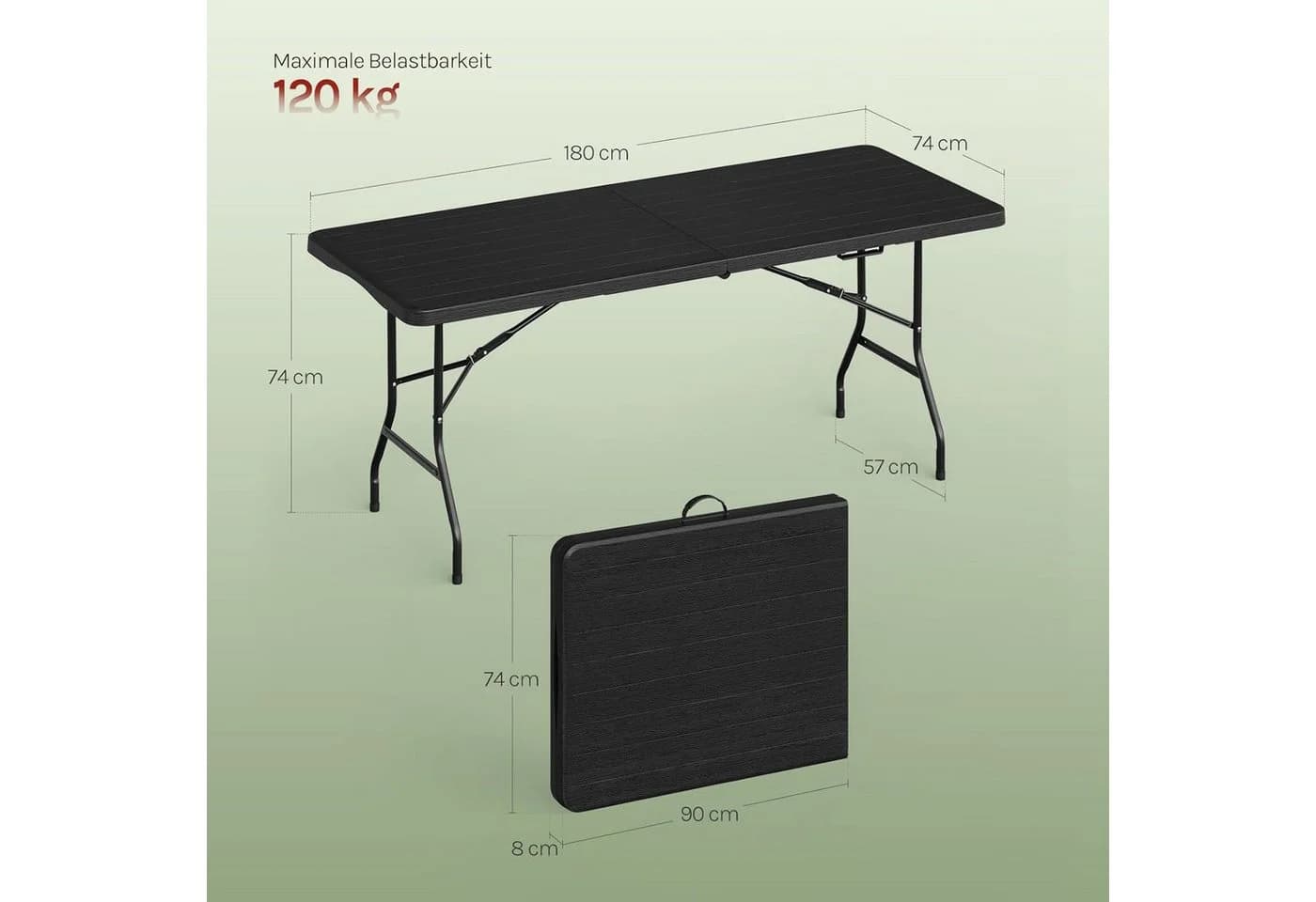 Woltu Klapptisch Gartentisch Klappbar Tragbar HDPE Metall - Bild 3