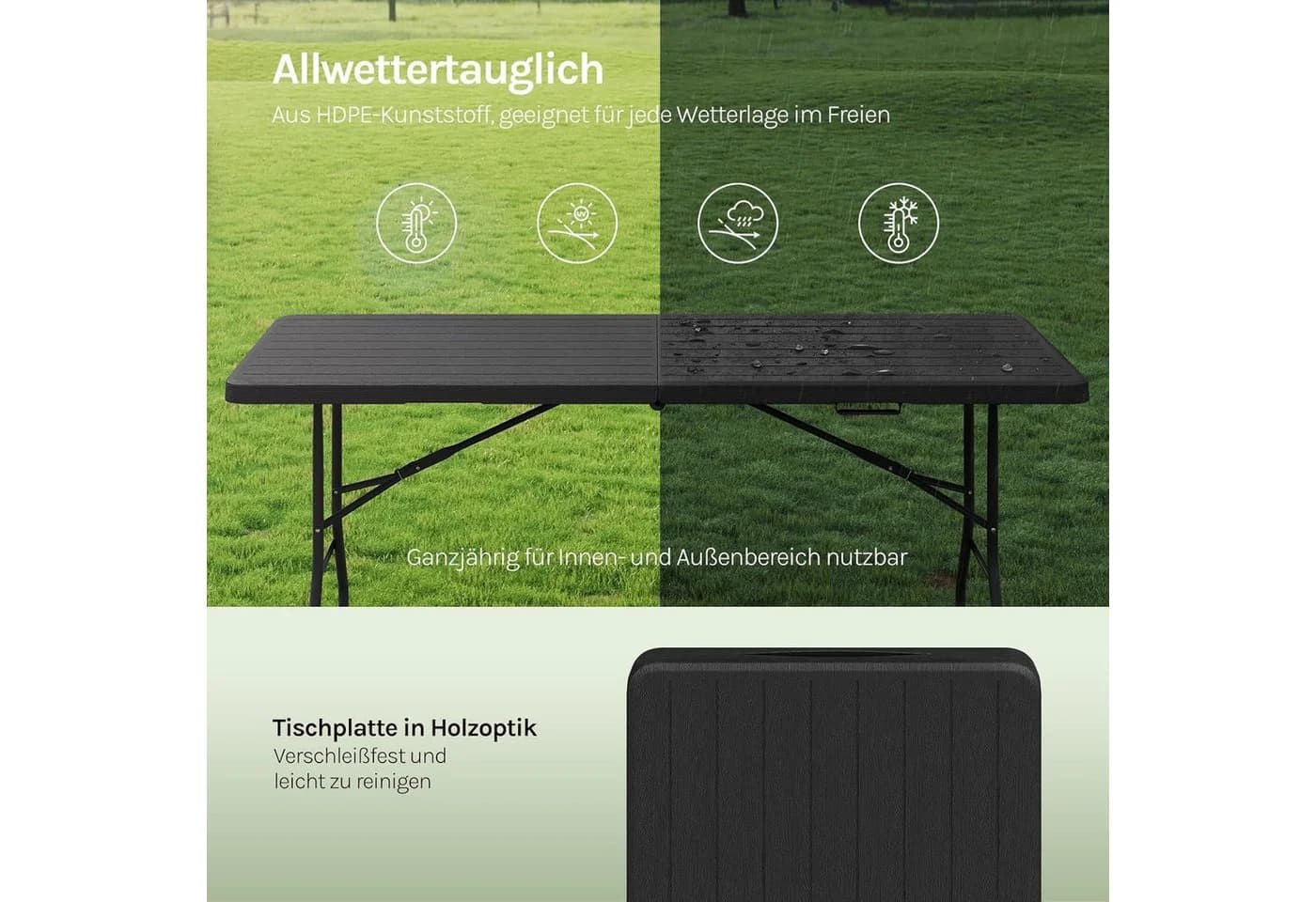 Woltu Klapptisch Gartentisch Klappbar Tragbar HDPE Metall - Bild 4