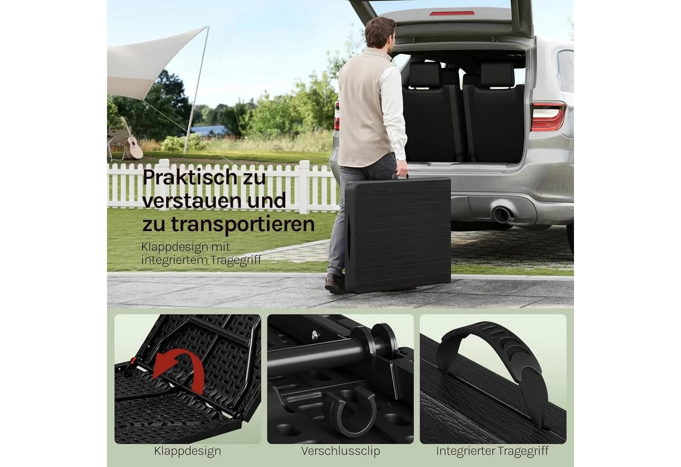 Woltu Klapptisch Gartentisch Klappbar Tragbar HDPE Metall - Bild 5