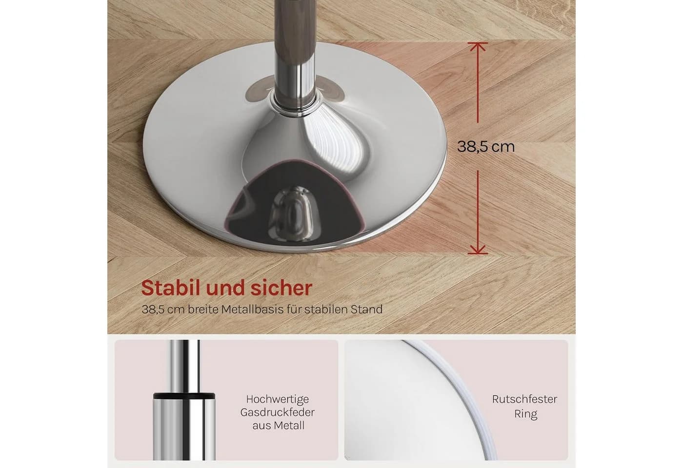 Woltu Drehhocker Samt Rosa höhenverstellbar 360° drehbar - Bild 3