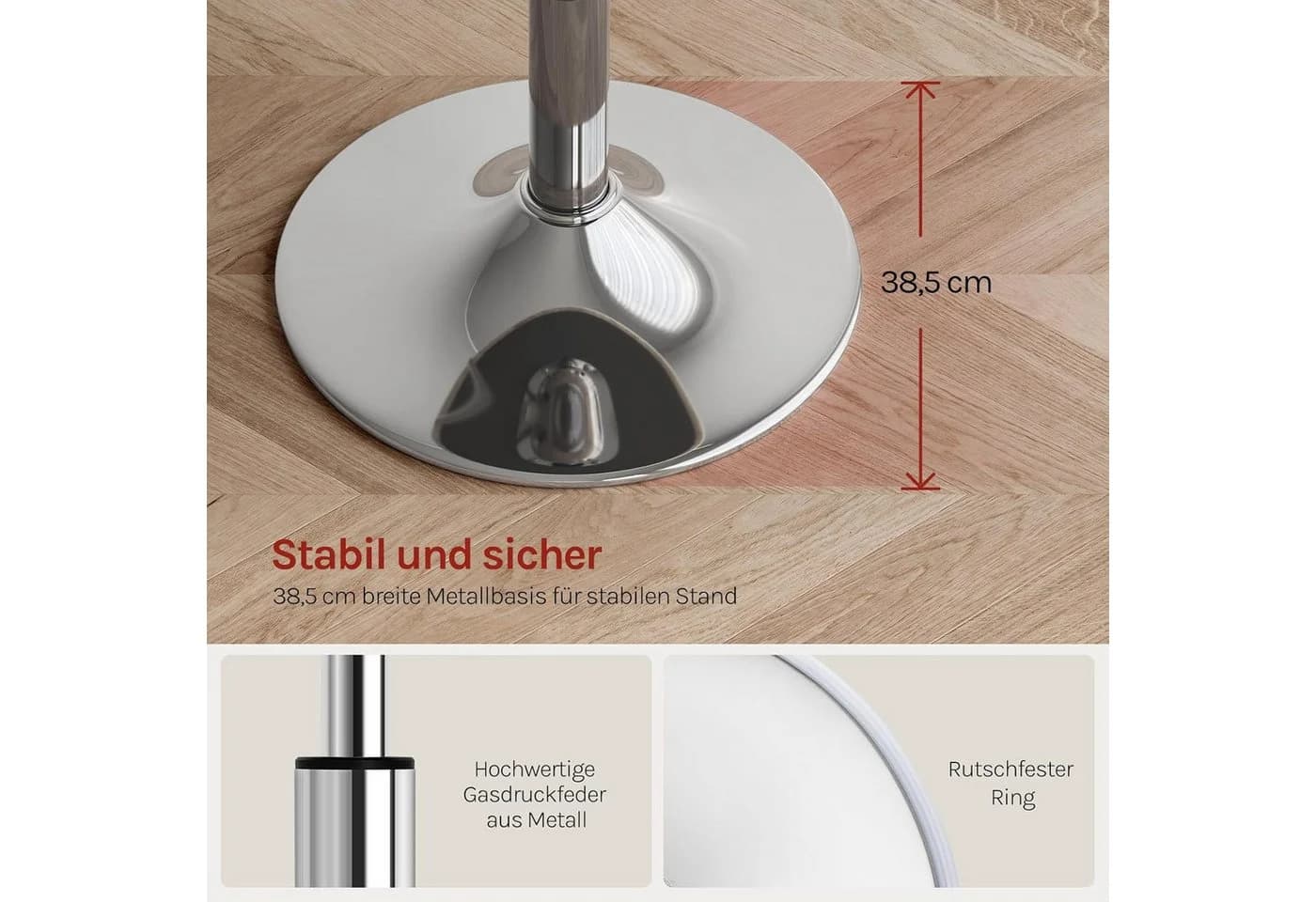 Woltu Drehhocker Samt höhenverstellbar drehbar Weiß/Rosa/Schwarz - Bild 3