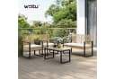 Woltu Gartenlounge-Set 4-tlg. Beige Rattan-Optik mit Kissen Bild 1