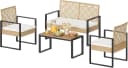 Woltu Gartenlounge-Set 4-tlg. Beige Rattan-Optik mit Kissen Bild 2