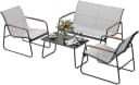 Woltu Gartenlounge-Set 4-tlg. Grau/Schwarz Eisen & Glas Bild 2