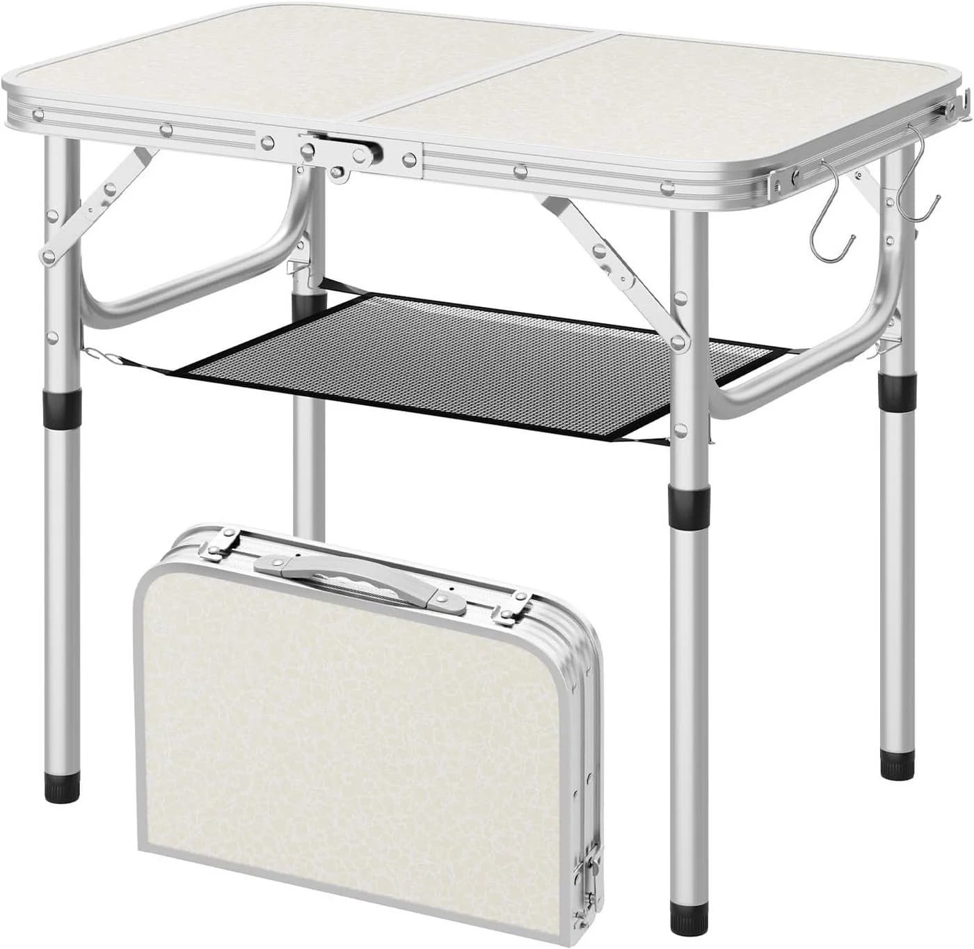 Woltu Klapptisch höhenverstellbar Weiß Campingtisch - Bild 2
