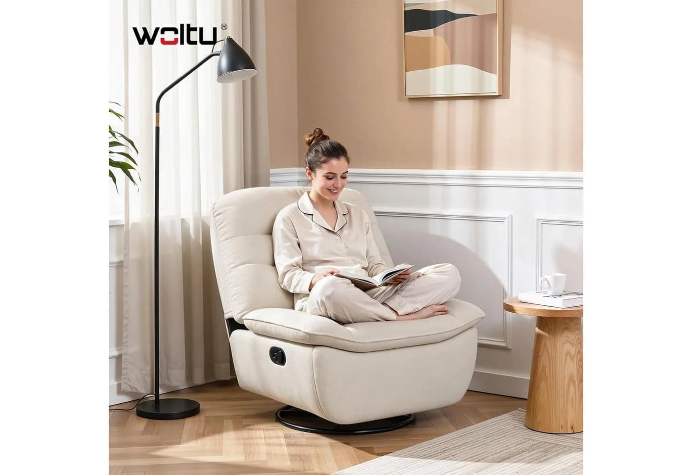 Woltu Relaxsessel mit Liegefunktion und klappbarer Fußstütze