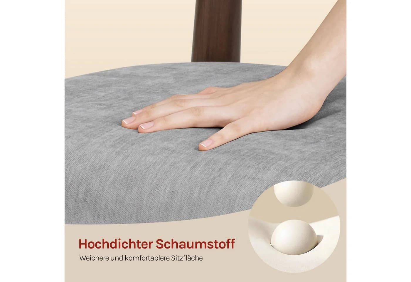 Woltu Esszimmerstuhl 6er Set Grau Chenille Metallgestell - Bild 5