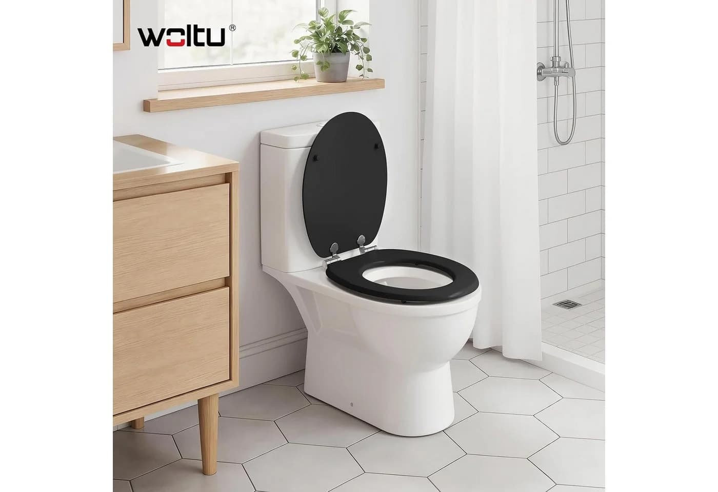 Woltu WC-Sitz O-Form mit Absenkautomatik MDF