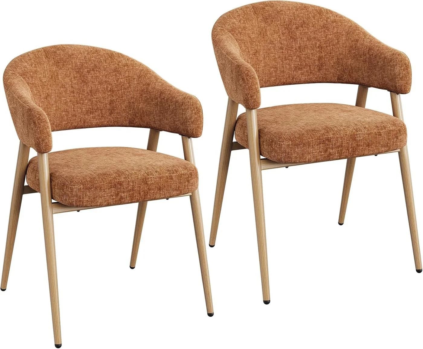 Woltu Esszimmerstuhl 2er Set Chenille Metallbeine Holzoptik Beige/Braun/Grau - Bild 2