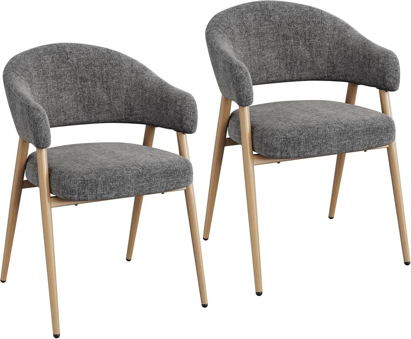 Woltu Esszimmerstuhl 2er Set Chenille Beige/Braun Metallbeine - Bild 2