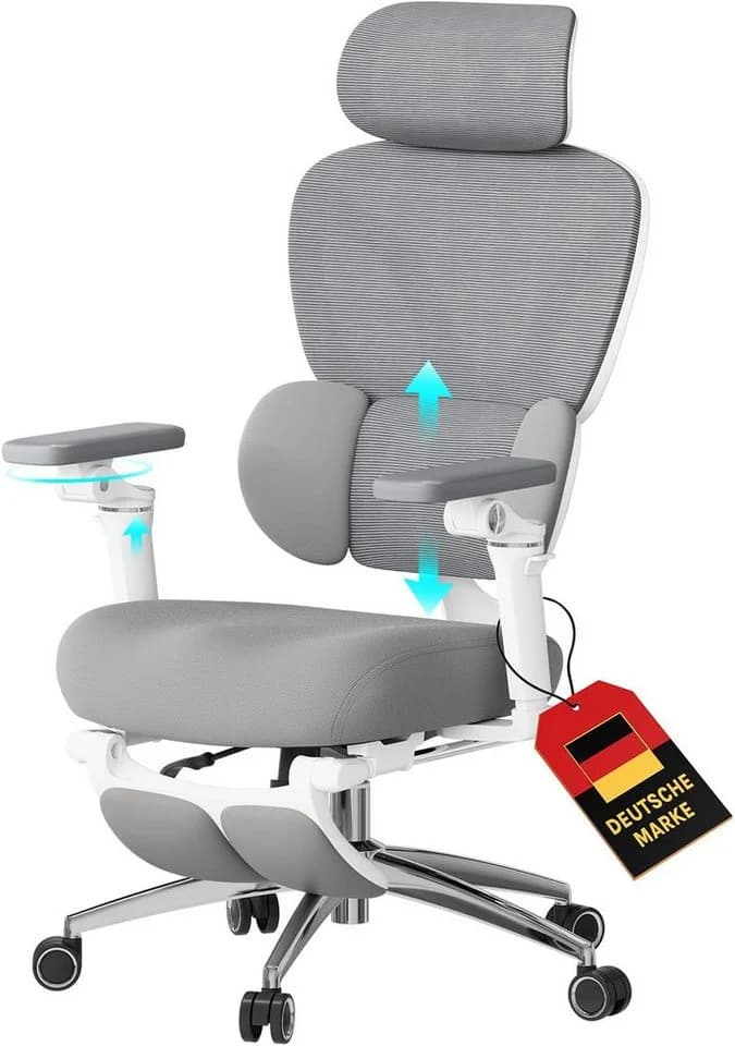 Woltu Bürostuhl Ergonomisch mit Fußstütze und verstellbarer Sitztiefe - Bild 2