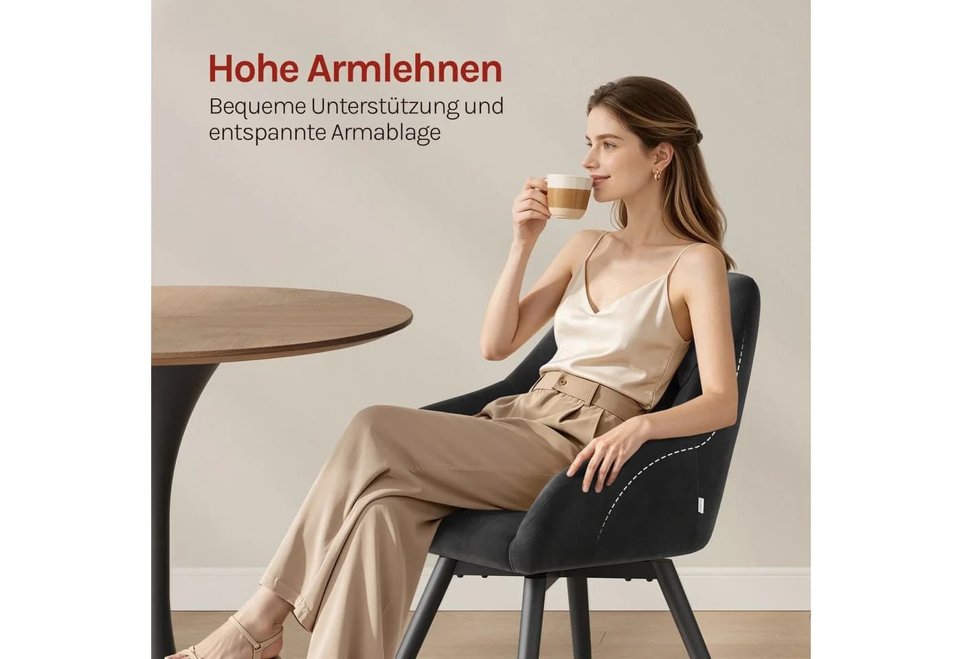 Woltu Drehbarer Esszimmerstuhl mit Armlehne Samt 2er Set - Bild 4