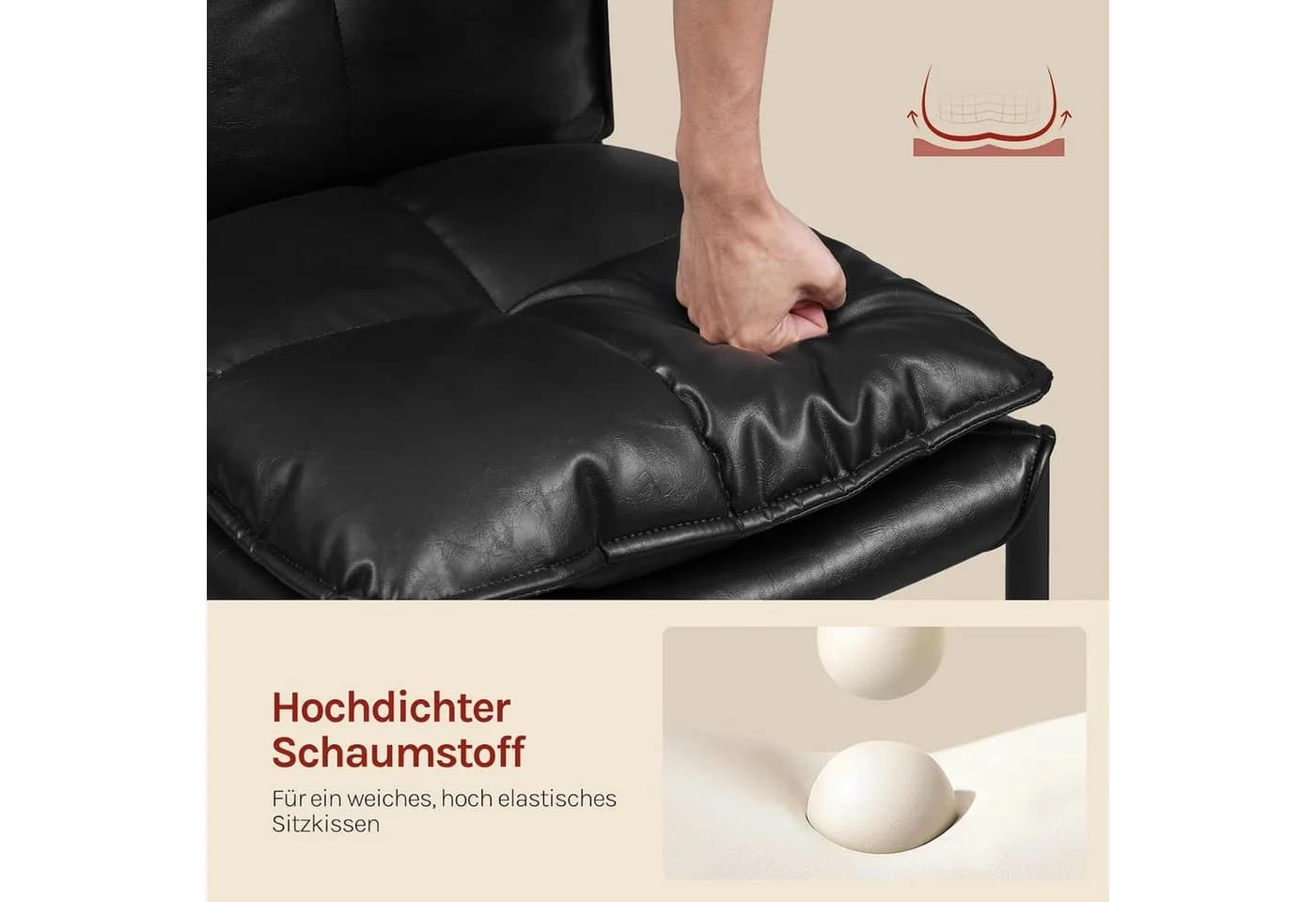 Woltu Polsterstuhl 6er Set Schwarz Kunstleder Metallbeine - Bild 5