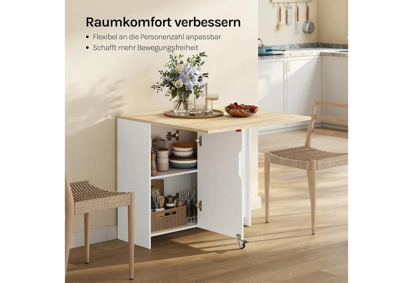 Woltu Klappbarer Esstisch Weiß Holzwerkstoff - Bild 4