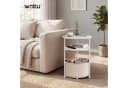 Woltu Dreistufiger Beistelltisch rund Beige/Metall mit Korb Bild 1