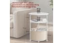 Woltu Dreistufiger Beistelltisch rund Beige/Metall mit Korb Bild 3