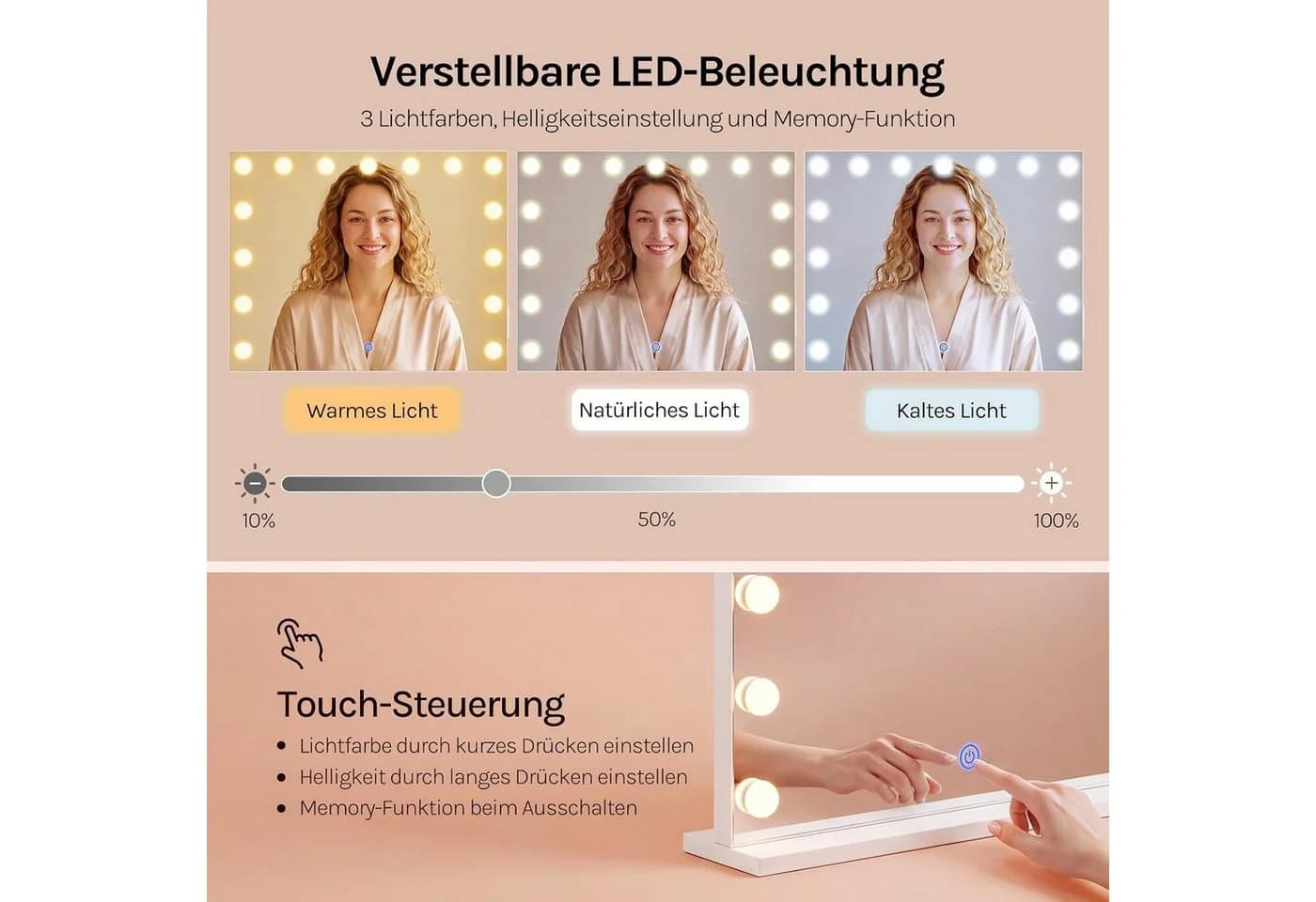 Woltu Schminkspiegel mit LED-Beleuchtung und Vergrößerung - Bild 4