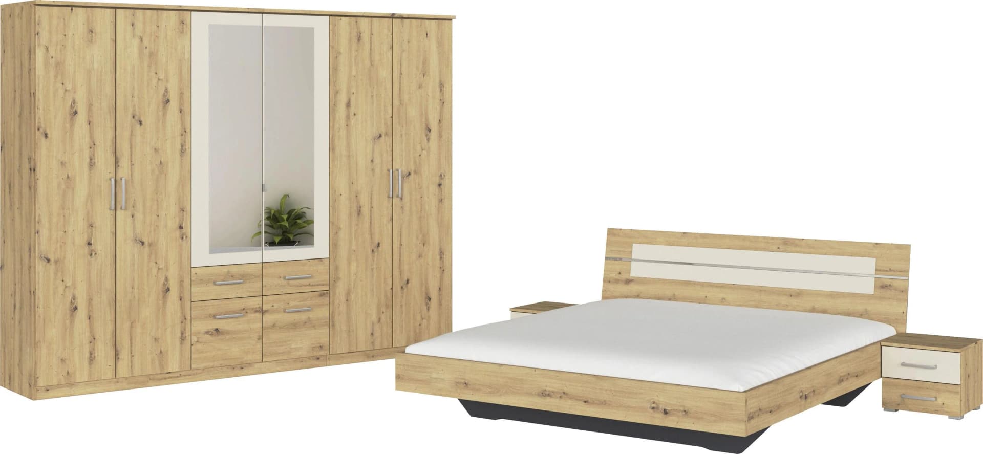 Rauch Schlafzimmer-Set BURANO 6-tlg. Eiche Artisan/Champagner