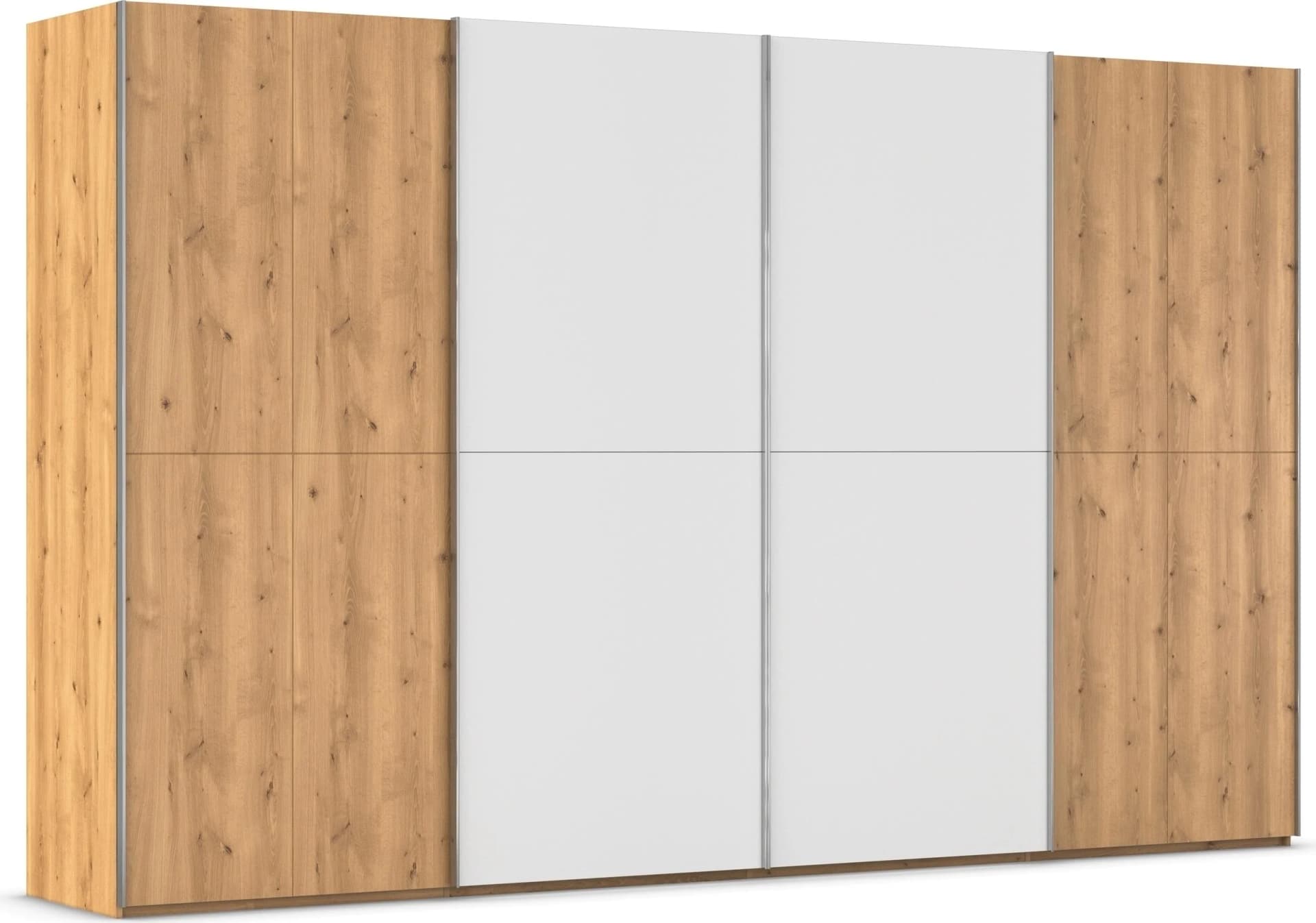 Rauch Schwebetürenschrank SCALE-WOOD Asteiche Glas Weiß
