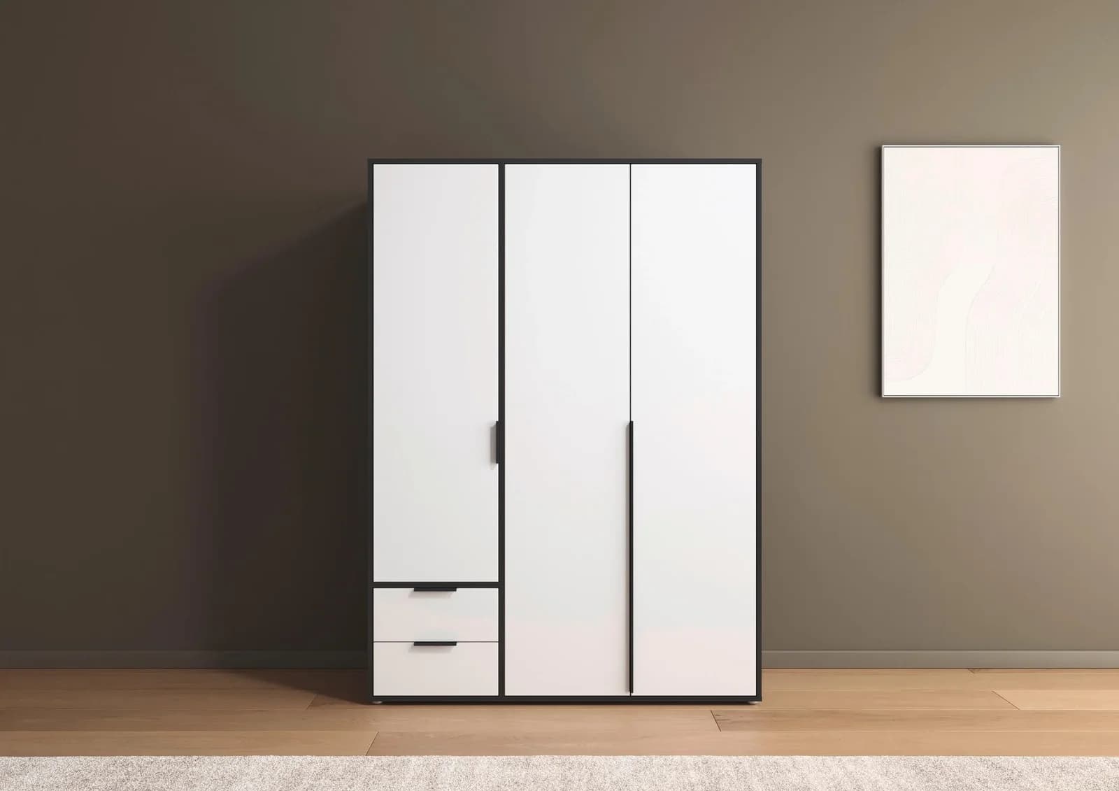 Rauch Nagata Kleiderschrank Grau/Weiß mit 2 Drehtüren