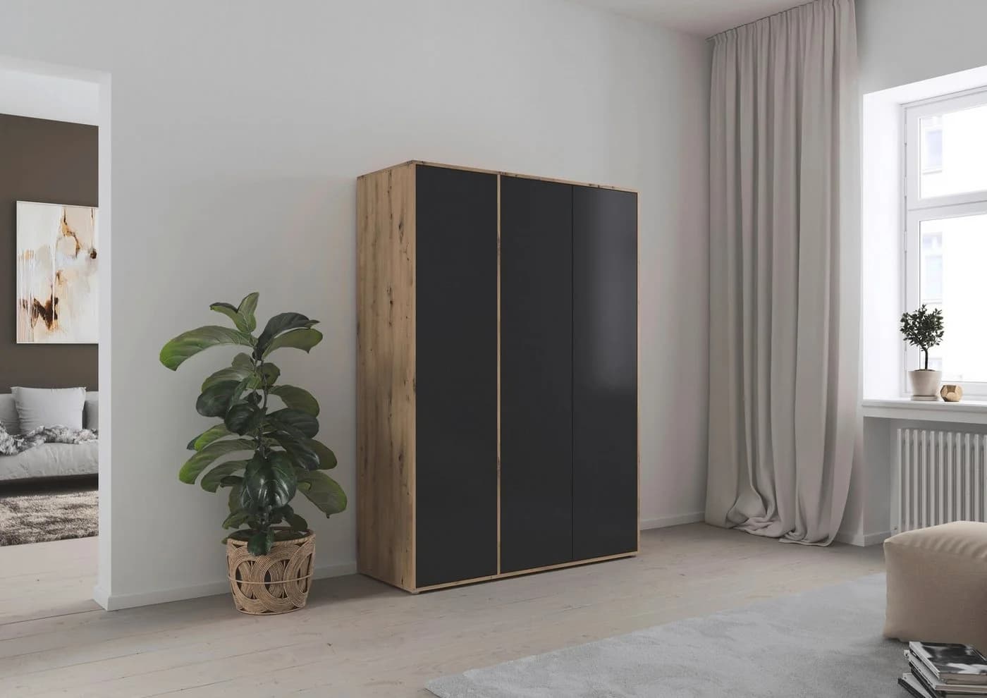 Rauch NABILA Drehtürenschrank Grau Eiche Artisan Push-to-Open