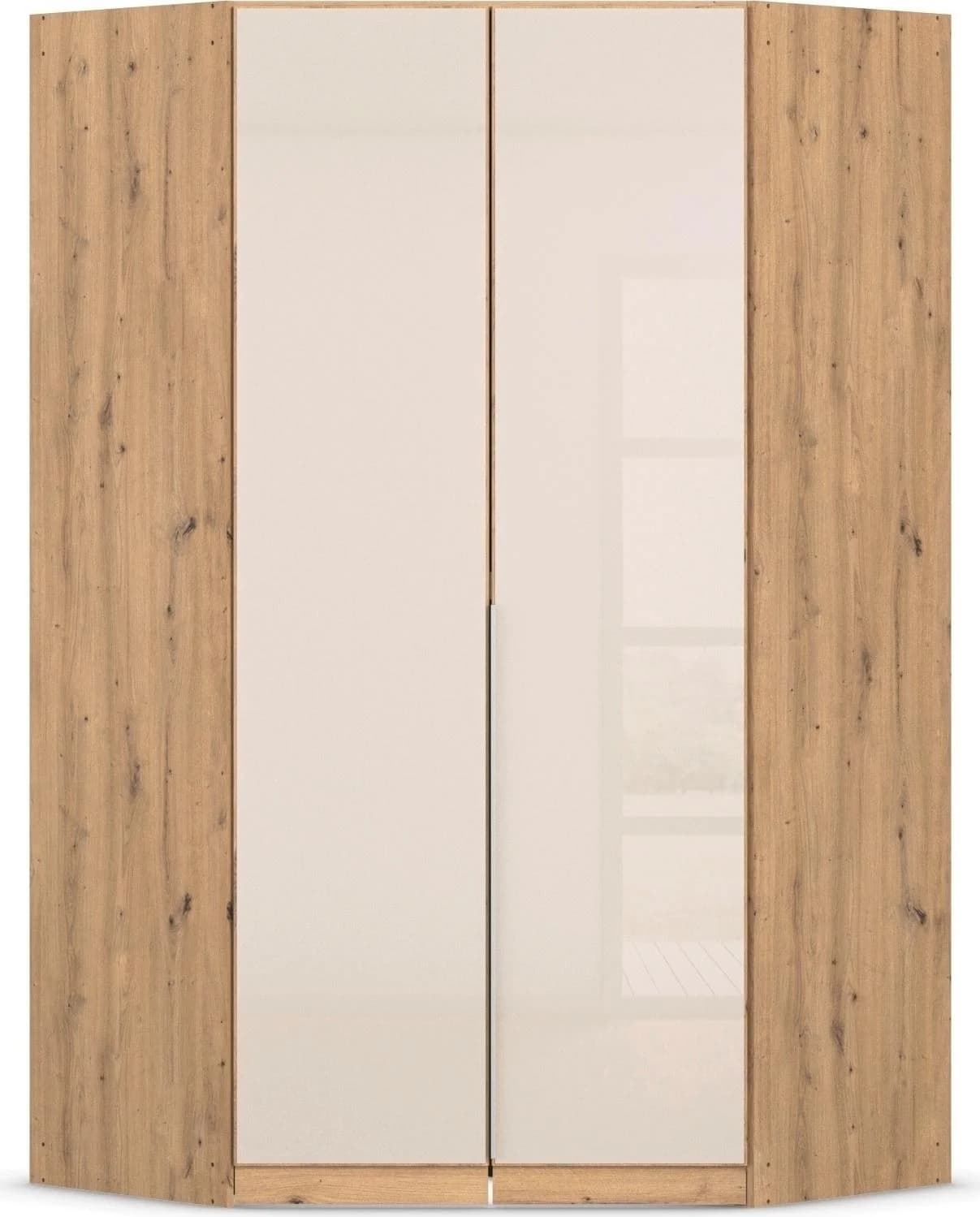OTTO HOME Eckkleiderschrank AGORDO Eiche Artisan Glas Beige